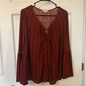 ODDY Burgundy Striped Blouse